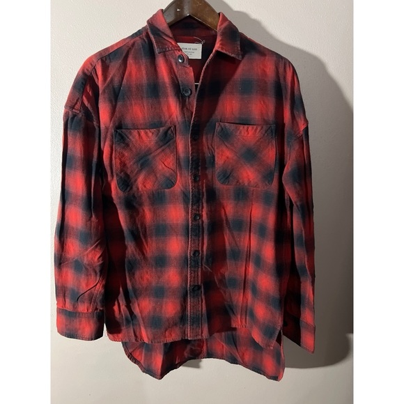 Fear of God Red and Black Plaid Button-Up Shirt - Picture 1 of 2